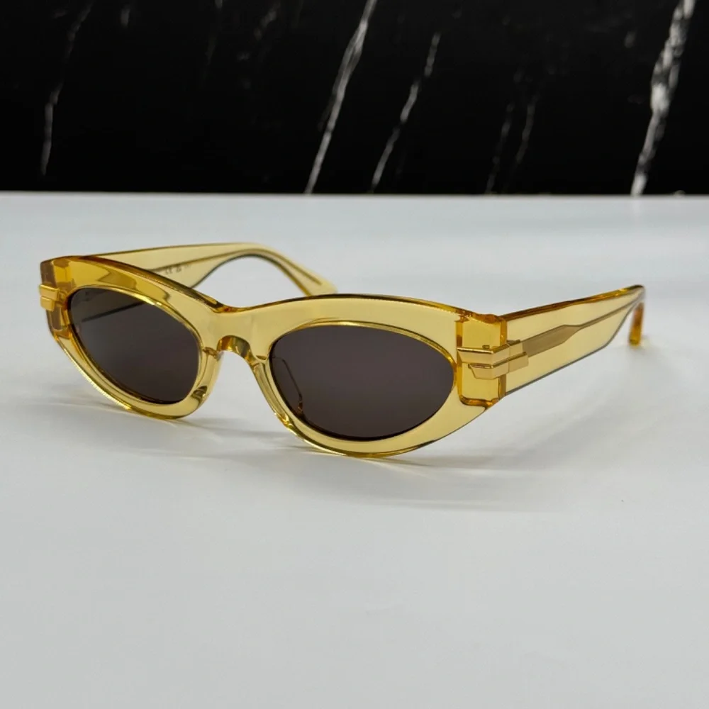 NEW BV1189S 004 BOTTEGA VENETA YELLOW GREY OVAL WOMEN SUNGLASSES - Picture 4 of 8